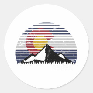 Aspen Colorado Flag - Co Bluebird Day Mountain  Classic Round Sticker