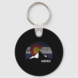 Aspen Colorado Flag - Co Bluebird Day Mountain  Key Ring