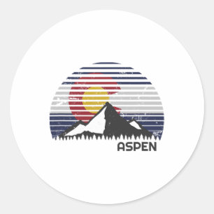 Aspen Colorado Flag - Co Mountain  Classic Round Sticker