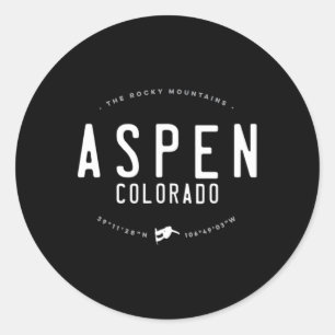Aspen Colorado Graphic Distressed Vintage Snowboar Classic Round Sticker