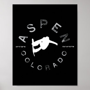 Aspen Colorado Graphic Vintage Snowboard Poster