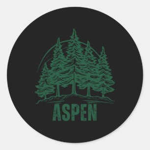 Aspen Colorado Mountains Ski Pine Tree Outdoor Usa Classic Round Sticker