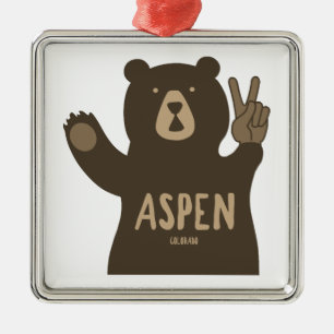 Aspen Colorado Peace Bear Metal Tree Decoration