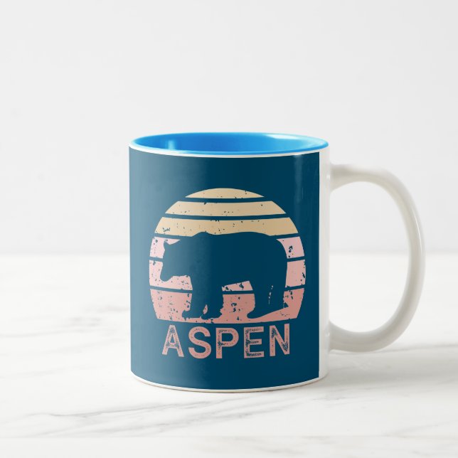 Aspen Colorado Retro Bear Two-Tone Coffee Mug (Right)