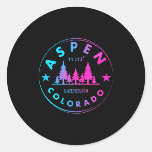Aspen colorado - retro big mountain forest classic round sticker