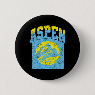 Aspen Colorado Retro Mountain Vintage Skiing Hikin 6 Cm Round Badge