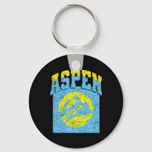 Aspen Colorado Retro Mountain Vintage Skiing Hikin Key Ring