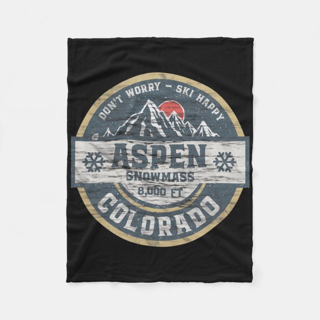 Aspen Colorado Rocky Mountains Tee Hiking Camping  Fleece Blanket (Front)