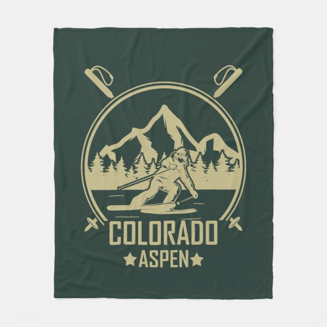 Aspen Colorado Ski Fleece Blanket (Front)