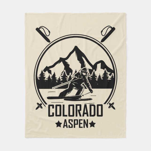 Aspen Colorado Ski Fleece Blanket (Front)