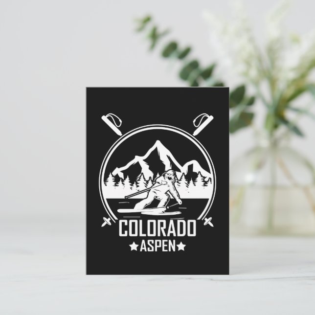 Aspen Colorado ski Postcard (Standing Front)