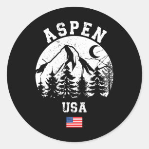 Aspen Colorado Ski Resort Alpine Skiing American F Classic Round Sticker