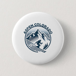 Aspen Colorado Ski Resort Winter Skiing 6 Cm Round Badge
