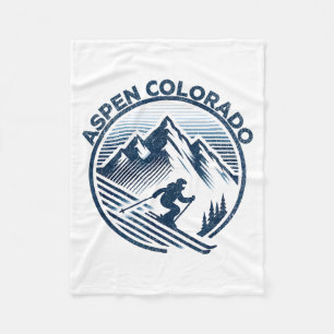 Aspen colorado ski resort winter skiing fleece blanket