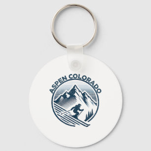 Aspen Colorado Ski Resort Winter Skiing Key Ring