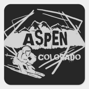 Aspen Colorado ski stickers dark