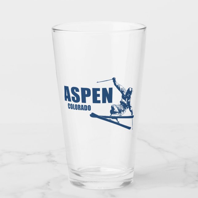 Aspen Colorado Skier Glass (Front)