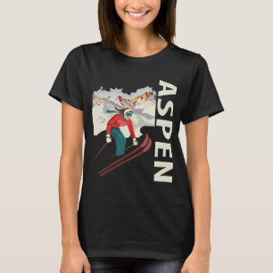 Aspen Colorado Skier Retro Travel T-Shirt