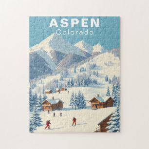 Aspen Colorado Skiing Jigsaw Puzzle Vintage Travel