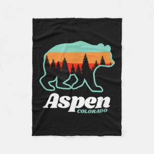 Aspen Colorado Skiing Snowboarding Bear  Fleece Blanket