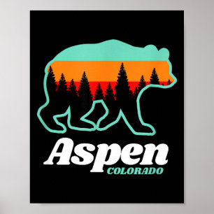 Aspen colorado skiing snowboarding bear poster