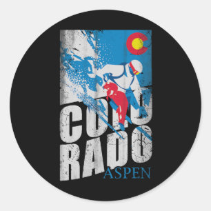 Aspen Colorado Snowboard Snowboarding Snowboarder Classic Round Sticker