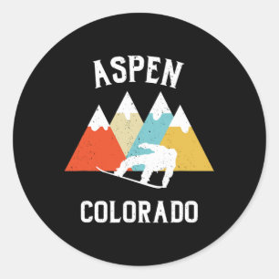 Aspen Colorado Snowboard Vacation Souvenir Classic Round Sticker