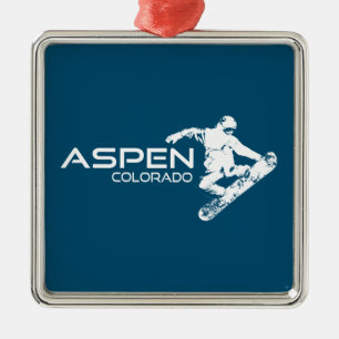 Aspen Colorado Snowboarder Metal Tree Decoration