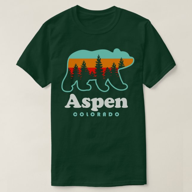 Aspen Colorado Souvenir Bear Rocky Mountains T-Shirt (Design Front)