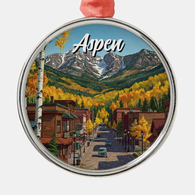 Aspen Colorado Travel Metal Tree Decoration (Front)
