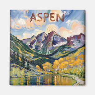 Aspen Colorado Van Gogh Style Mountain Landscape Magnet