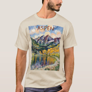 Aspen Colorado Van Gogh Style Mountain Landscape T-Shirt