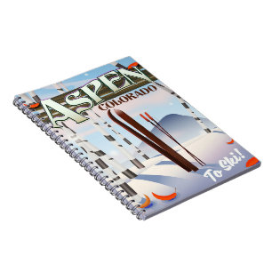 Aspen Colorado vintage style ski poster. Spiral Notebook