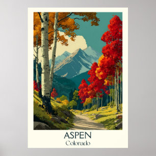 Aspen Colorado Vintage Travel Art Poster Design
