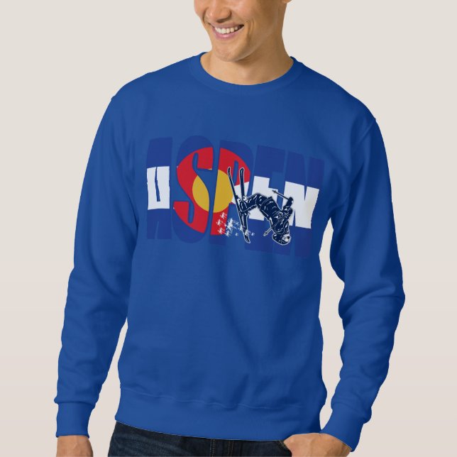 Aspen Colorado with Skier Sweatshirt (Front)