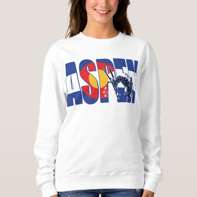 Aspen Colorado with Skier Sweatshirt (Front)