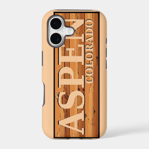 Aspen Colorado wooden log sign