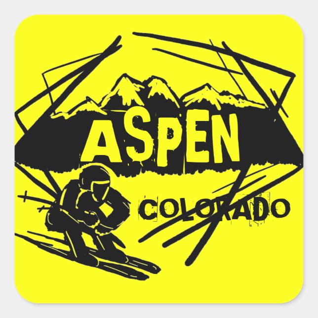 Aspen Colorado yellow mountain stickers (Front)