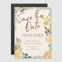 Aspen Gold Roses and Copper Save the Date Magnetic