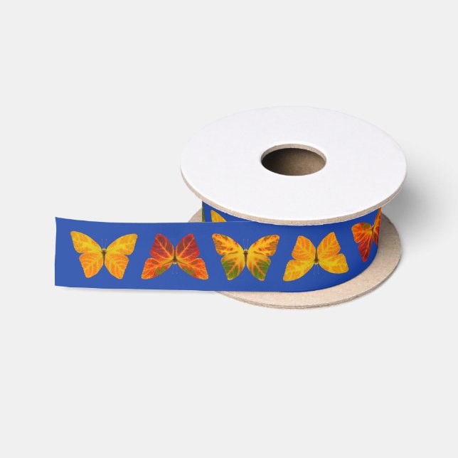 Aspen Leaf Butterflies Satin Ribbon (Spool)