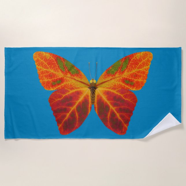 Aspen Leaf Butterfly 2 Beach Towel (Front)