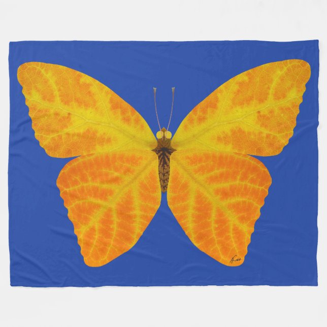 Aspen Leaf Butterfly 3 Fleece Blanket (Front (Horizontal))