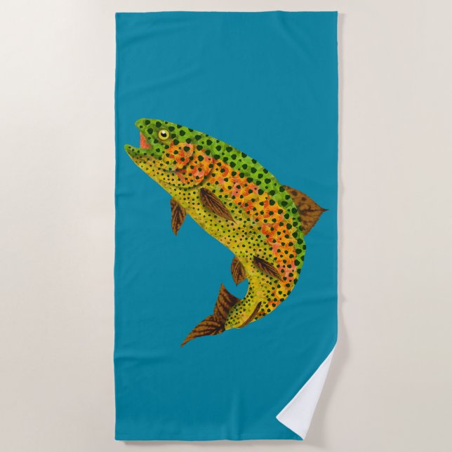 Aspen Leaf Rainbow Trout 1 Beach Towel (Front)