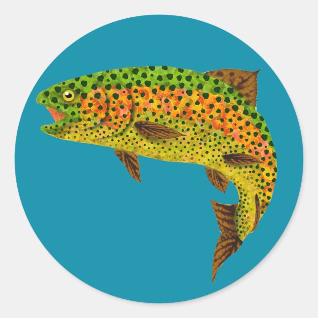 Aspen Leaf Rainbow Trout 1 Classic Round Sticker (Front)