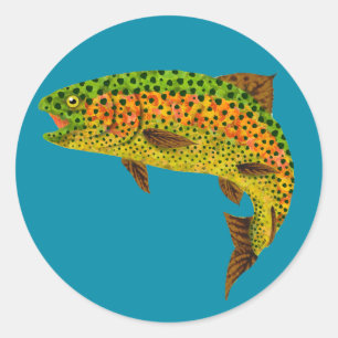 Aspen Leaf Rainbow Trout 1 Classic Round Sticker