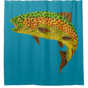 Aspen Leaf Rainbow Trout 1 Shower Curtain