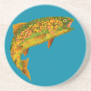 Aspen Leaf Rainbow Trout 2 Coaster