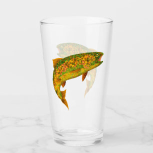 Aspen Leaf Rainbow Trout 2 Glass