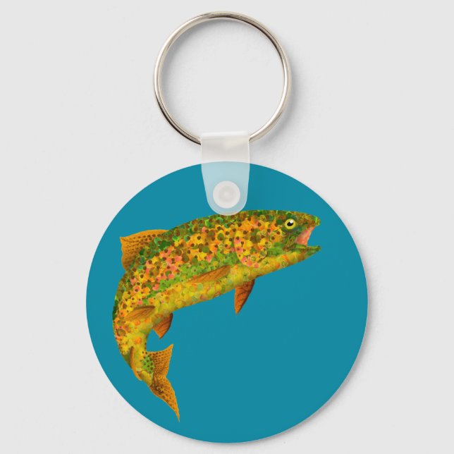 Aspen Leaf Rainbow Trout 2 Key Ring (Front)