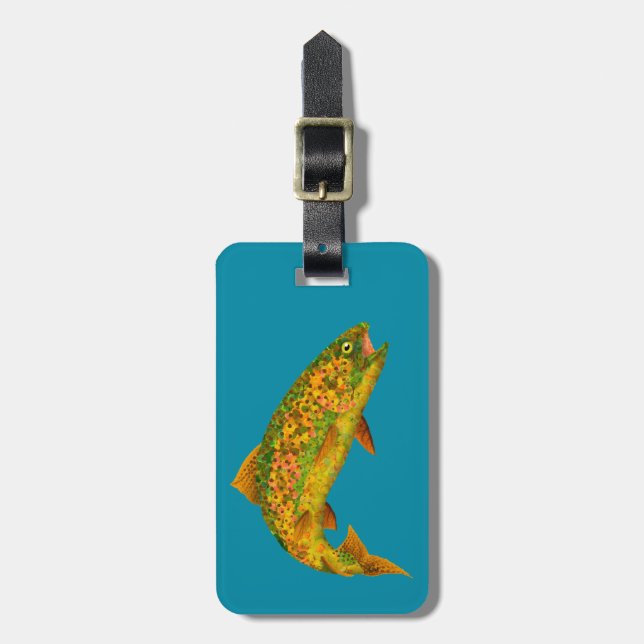 Aspen Leaf Rainbow Trout 2 Luggage Tag (Front Vertical)